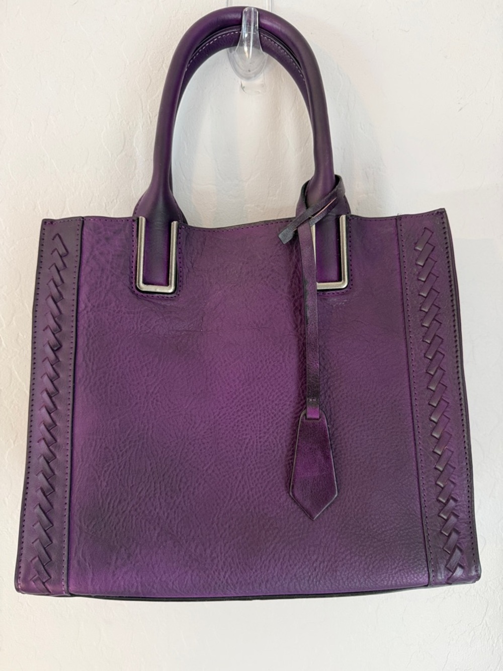 Plum Purple Leather Satchel handmade genuine leather